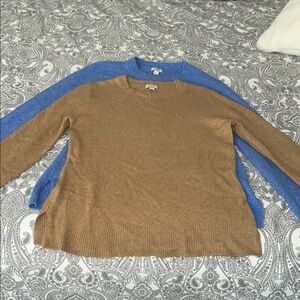 J. Crew Soft Blue and Tan Sweater Set - 2 SWEATERS